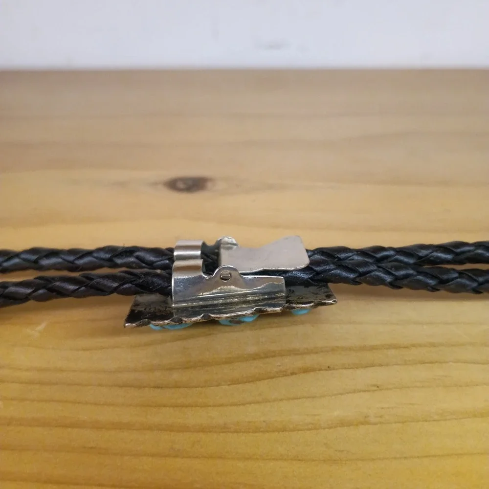 Zuni Pueblo Sterling Silver & Turquoise Bolo Tie RLB  Robert & Bernice Leekya
